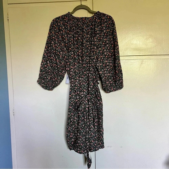 NWT Old Navy Black Floral Button Dress Raglan 3/4 Sleeve Plus Size 2X - Picture 6 of 12